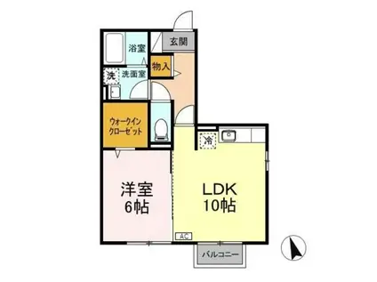 セジュールモナリエB棟(1LDK/2階)の間取り写真