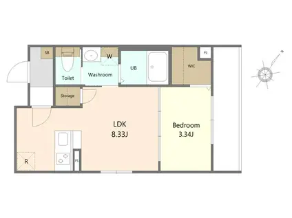 川内亀岡町アパート(1LDK/2階)の間取り写真