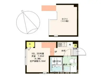 ハーモニーテラス立石II(ワンルーム/2階)の間取り写真