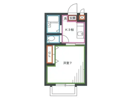 メゾンドルポ(1K/2階)の間取り写真