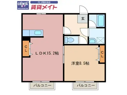 サニーヒル玉城(1LDK/1階)の間取り写真