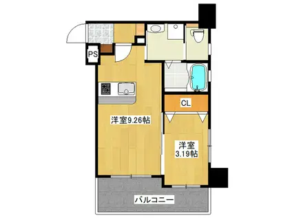 リラス九大通(1LDK/9階)の間取り写真