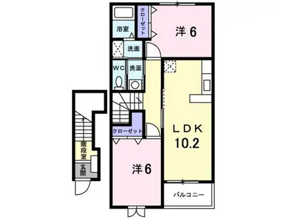モン・サン・ロワールB(2LDK/2階)の間取り写真