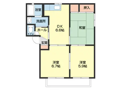 ヴィンヤードハウスIII(3DK/2階)の間取り写真