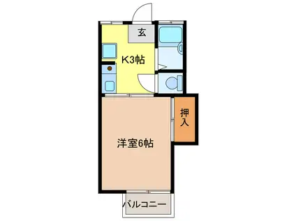 アーバン折立 北棟(1K/1階)の間取り写真