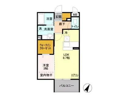 シャルマン(1LDK/3階)の間取り写真