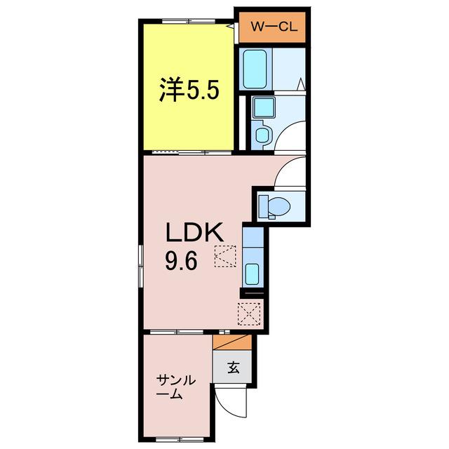 ジェントリー ウエスト(1LDK/1階)の間取り写真