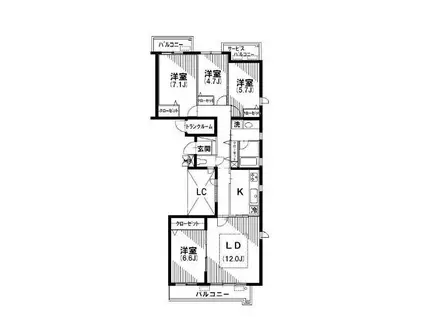 リュゼ経堂(4LDK/3階)の間取り写真