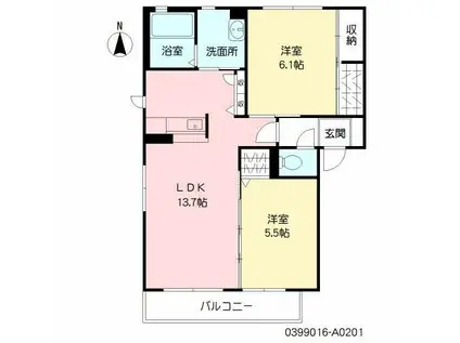 GREEN TERRACE  エール(2LDK/2階)の間取り写真