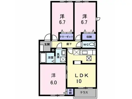 ロジュマン・BEBE(3LDK/1階)の間取り写真