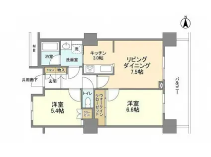 豊洲シエルタワー(2LDK/31階)の間取り写真