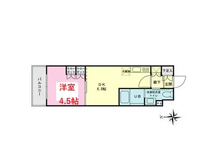 プライムネクサス羽田大鳥居(1DK/3階)の間取り写真