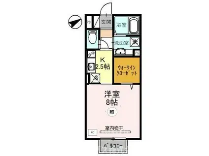 サンウッドD(1K/2階)の間取り写真