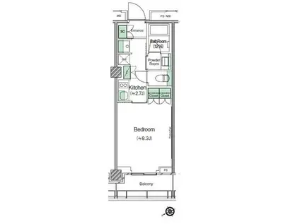 SHIBUYACAST. APARTMENT(1K/15階)の間取り写真