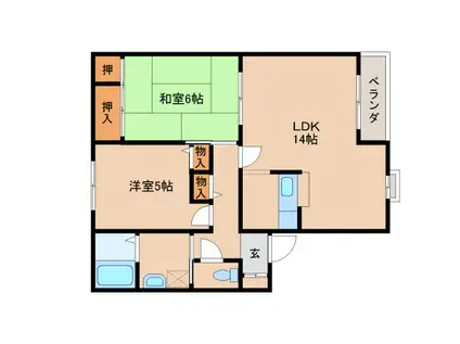 PAL大安寺(2LDK/2階)の間取り写真