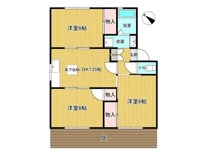 プレジールK1 B棟(3DK/1階)の間取り写真