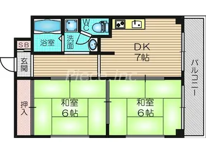 シャトー谷村(2DK/4階)の間取り写真