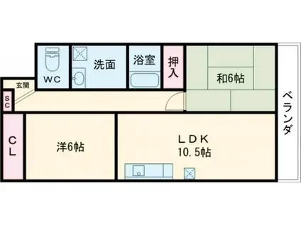 アビタシオン潮見(2LDK/3階)の間取り写真