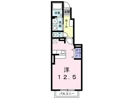 ストロベリーフィールズI番館(ワンルーム/1階)の間取り写真