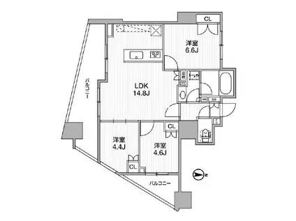 BRILLIA IST 蔵前 AVENUE(3LDK/12階)の間取り写真