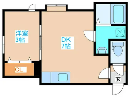 パークソレイユ(1DK/2階)の間取り写真