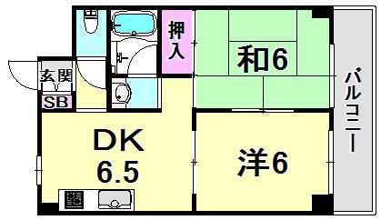 ロータリビルド西宮(2DK/1階)の間取り写真
