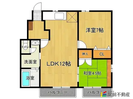 メゾン川副(2LDK/1階)の間取り写真