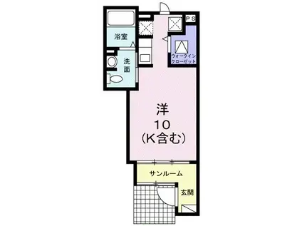 プリーゼ(ワンルーム/1階)の間取り写真