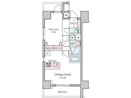 LEXE秋葉原イースト(1LDK/4階)の間取り写真