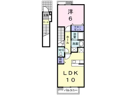ソレアード・カーサ(1LDK/2階)の間取り写真