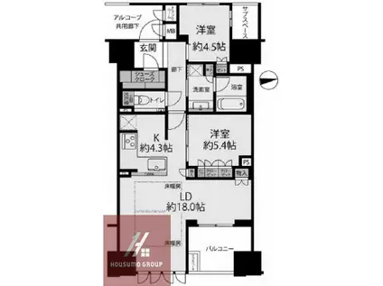 グランドメゾン北堀江レジデンス(2LDK/5階)の間取り写真