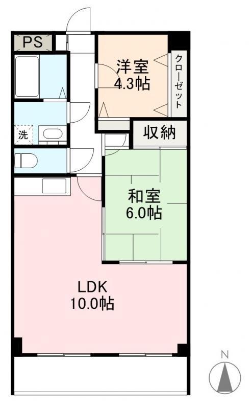 ディアコート茜(2LDK/6階)の間取り写真
