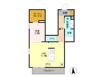 パステルコート(1LDK/1階)の間取り写真