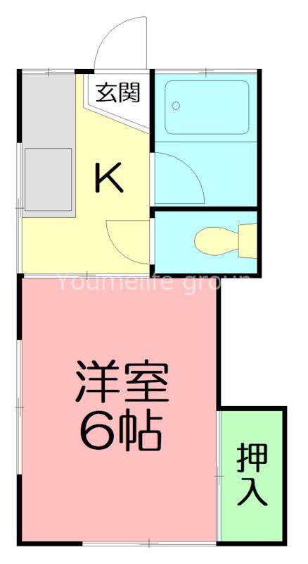 小田急小田原線 東海大学前駅 徒歩8分 2階建 築46年(1K/1階)の間取り写真