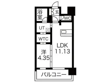 セントフィールド榴ヶ岡アネックス(1LDK/8階)の間取り写真