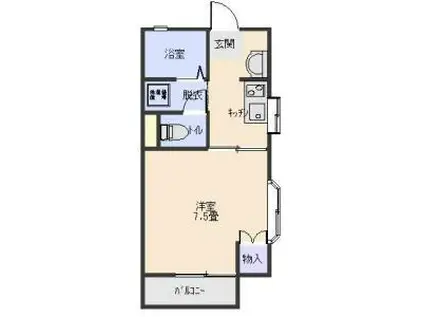 グラディールセントラルIII(1K/2階)の間取り写真