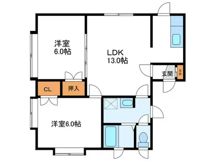リバティハウス21(2LDK/2階)の間取り写真