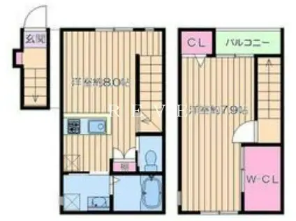 ラメール飯田橋(1DK/2階)の間取り写真