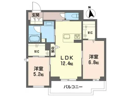 グラン フェリーチェ(2LDK/3階)の間取り写真