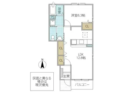 セントラルガーデン(1LDK/1階)の間取り写真