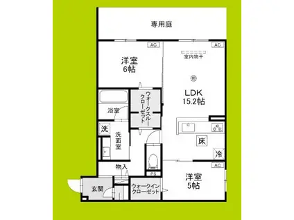 ファブール東羽衣(2LDK/1階)の間取り写真