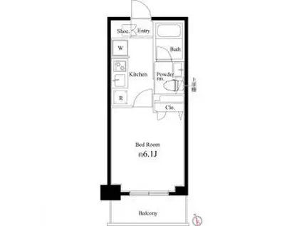 コートブランシェ(1K/6階)の間取り写真