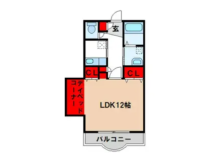 エクセランス・ド・シュレーリン(1K/2階)の間取り写真