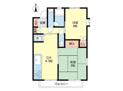 ハイム・シンフォニー(2DK/2階)の間取り写真