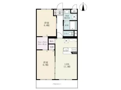 エルデ小城(2LDK/2階)の間取り写真