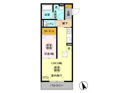 オルフェーヴル(1LDK/2階)の間取り写真