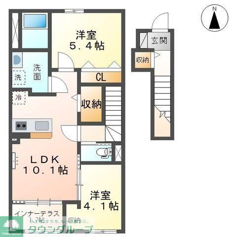 柳島アパートA棟計画(2LDK/2階)の間取り写真