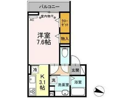 GRAND D-ROOM上重原(1K/2階)の間取り写真