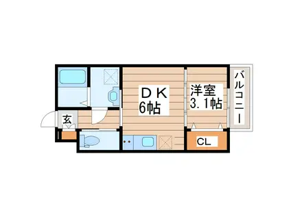 LEJADE(1DK/2階)の間取り写真