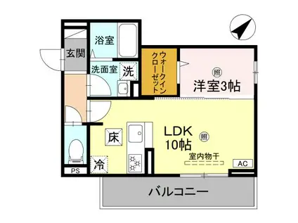 D-ROOM彦根市後三条町(1LDK/1階)の間取り写真